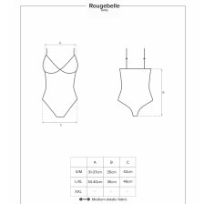 Красное боди с доступом и кружевными вставками Rougebelle S/M