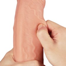 Большой фаллос на присоске с мошонкой Dual Layered Silicone Cock 26 см