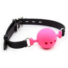 Дышащий кляп-шар из силикона Black-Pink M