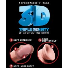 Фаллос с подвижной мошонкой на присоске King Cock Plus Triple Density 26 см