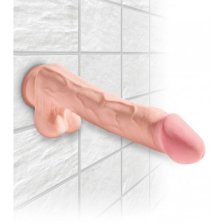 Огромный фаллос с мошонкой на присоске King Cock Plus Triple Density 33 см