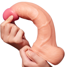 Большой фаллос на присоске с мошонкой Dual Layered Silicone Cock 26 см