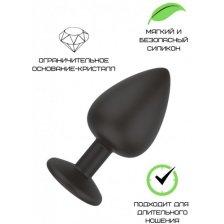 Черная силиконовая пробка с прозрачным кристаллом M