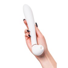 Вибратор с вакуумной стимуляцией Flovetta Jasmine, силикон, белый, 23 см