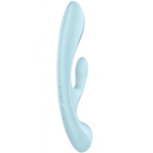 Двусторонний вибратор с клиторальным стимулятором Satisfyer Triple Oh Blue