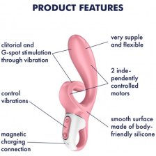 Смарт-вибратор кролик с гибким клиторальным отростком Satisfyer Hug Me Pink
