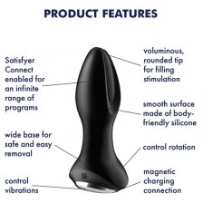Анальный смарт-стимулятор с вибрацией и ротацией Satisfyer Rotator Plug 2+ черный
