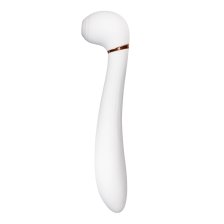 Вибратор с вакуумной стимуляцией Flovetta Jasmine, силикон, белый, 23 см