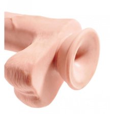 Огромный фаллос с мошонкой на присоске King Cock Plus Triple Density 33 см