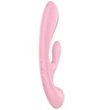 Двусторонний вибратор с клиторальным стимулятором Satisfyer Triple Oh Pink