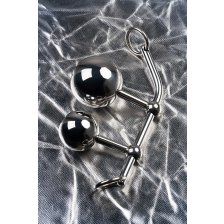 Стринги TOYFA Metal с двумя шарами, серебряные