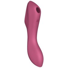 Вакуумный стимулятор клитора с вибрирующей ручкой Satisfyer Curvy Trinity 3 красный