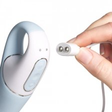 Расширяющийся смарт-вибратор с рельефной головкой Satisfyer Air Pump Vibrator 5+ голубой