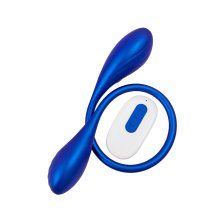 Двойной вибратор L`Eroina APP AGAMIEN с управлением от приложения и пульта, силикон, синий, 46 см