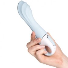 Расширяющийся смарт-вибратор с рельефной головкой Satisfyer Air Pump Vibrator 5+ голубой
