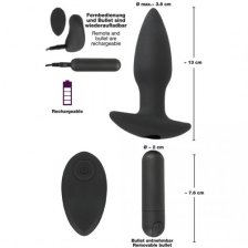 Анальная вибровтулка с дистанционным пультом управления Black Velvets