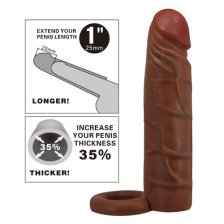 Удлиняющая насадка с креплением под мошонку Pretty Love Kaile мулат + 2,5 см