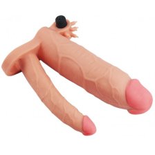 Удлиняющая вибронасадка для двойного проникновения Pleasure X Tender Vibrating Double Penis Sleeve + 8 см