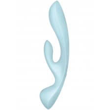 Двусторонний вибратор с клиторальным стимулятором Satisfyer Triple Oh Blue