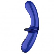 Прозрачный фаллос из стекла Satisfyer Double Crystal синий