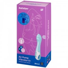 Расширяющийся смарт-вибратор с рельефной головкой Satisfyer Air Pump Vibrator 5+ голубой