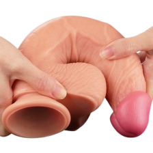Большой фаллос на присоске с мошонкой Dual Layered Silicone Cock 26 см